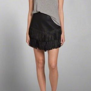 Abercrombie Vegan leather fringe skirt